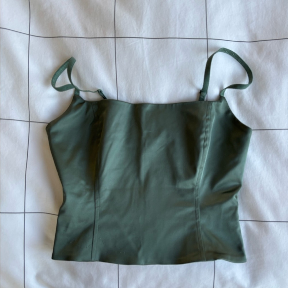 Aritzia Wilfred sage green satin bustier